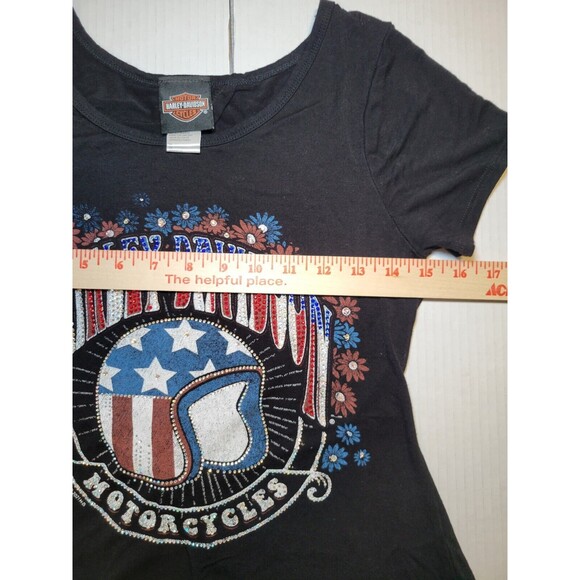 Harley Davidson Freedom Flower Open Back Rhinestone Evil Kneivil Helmet‎ Top XS - Picture 5 of 6